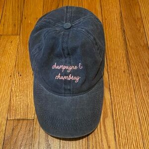 NEVER WORN - champagne & chambray adjustable hat